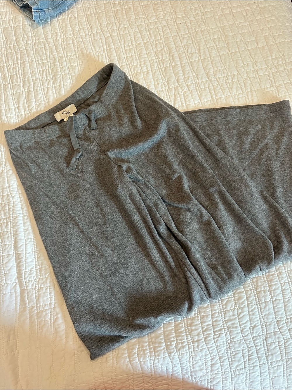 Gray Knit Wide-Leg Lounge Pants